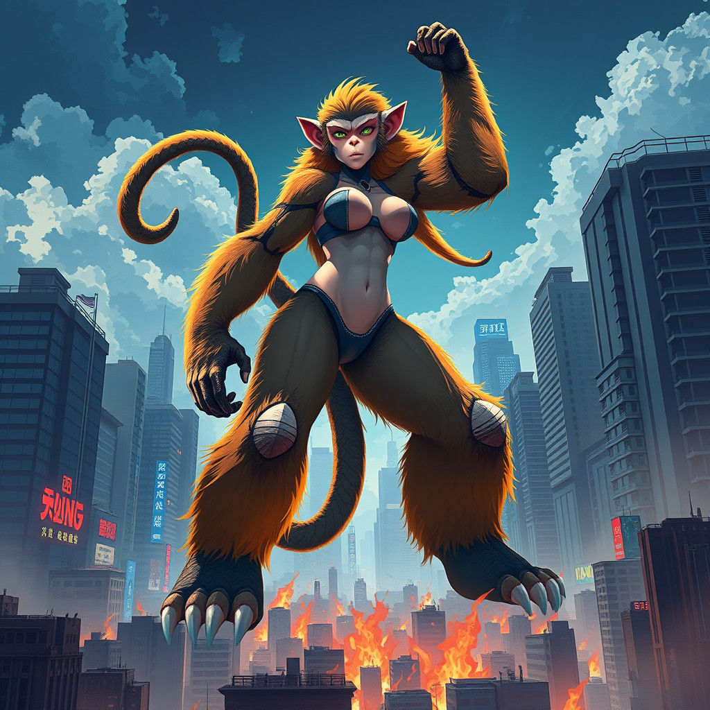 Giant Monkey Goddess Dominates Urban Landscape