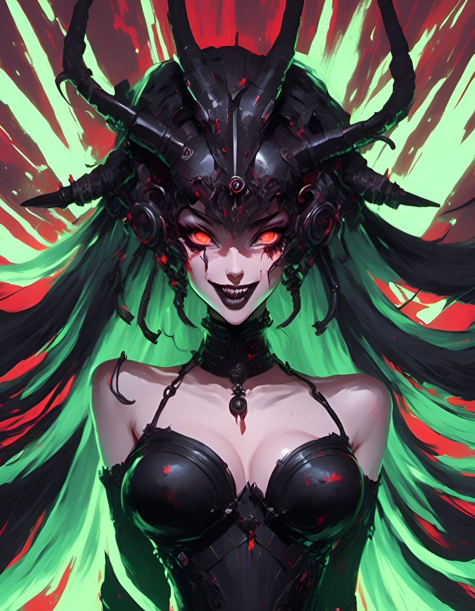 Android Goth Woman with Cryokinesis in Portrait