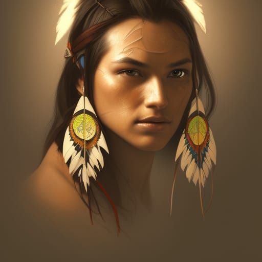 Detailed Native American Portrait in Hyperrealistic Style