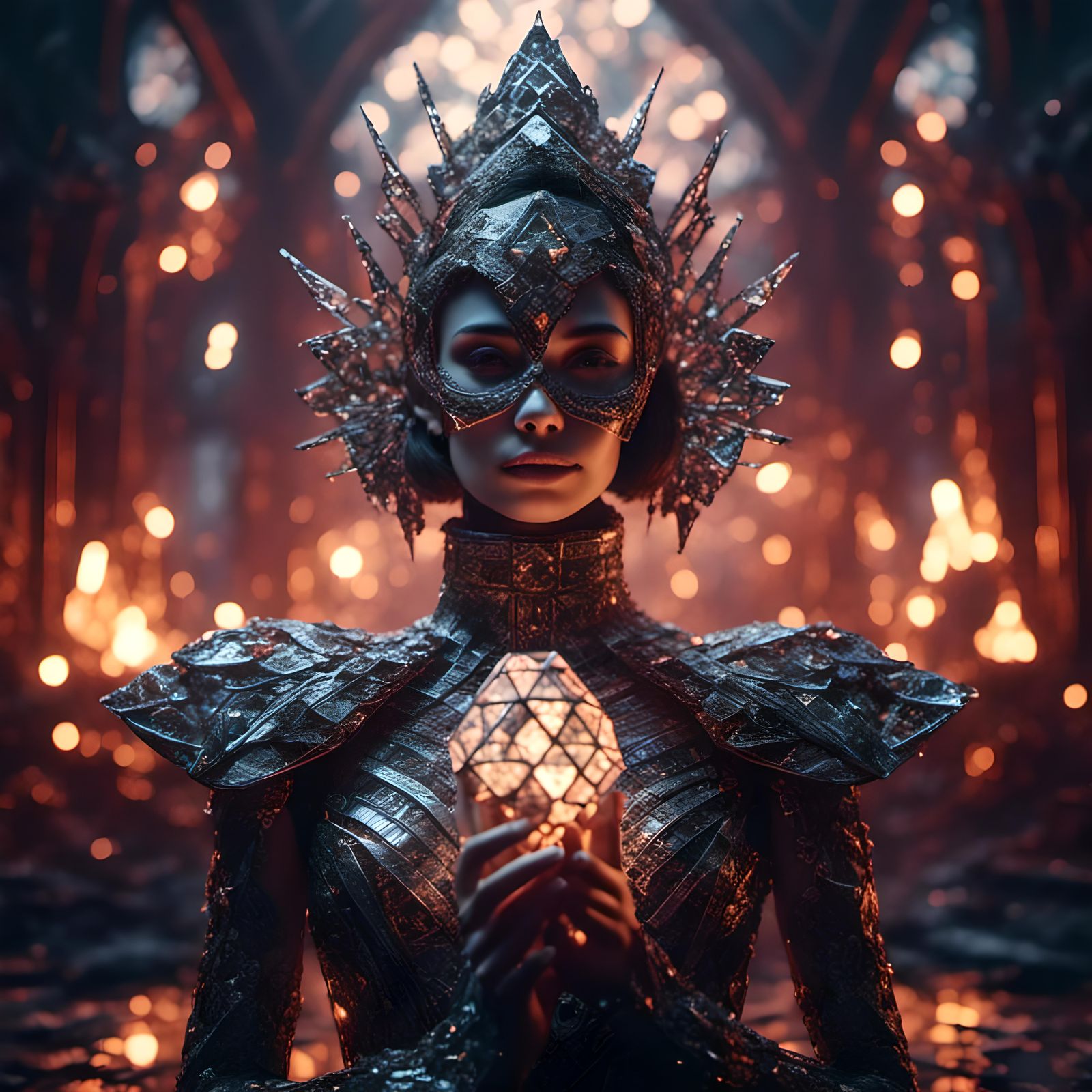 Diamond Queen in Burning Castle: Sci-Fi Portrait