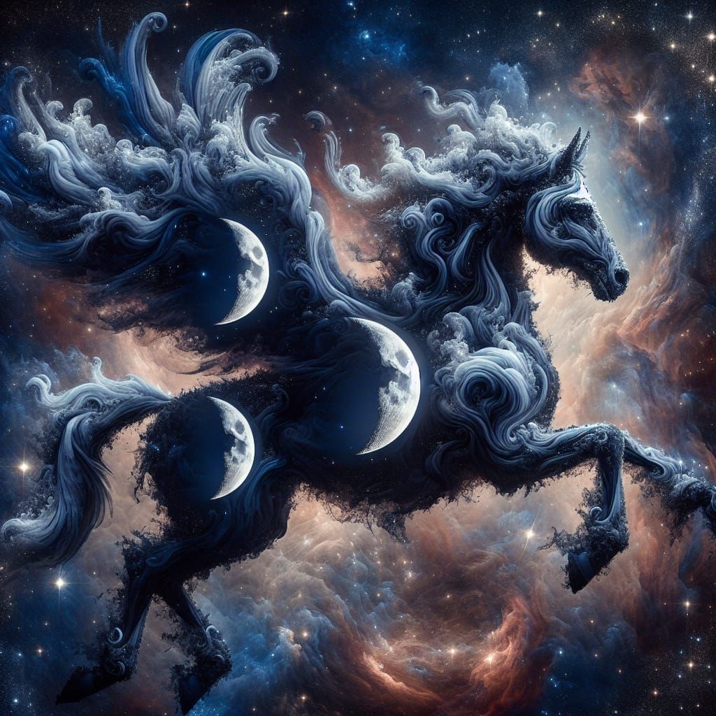 Moonbeam Pegasus Erupts in Celestial Dreamscape