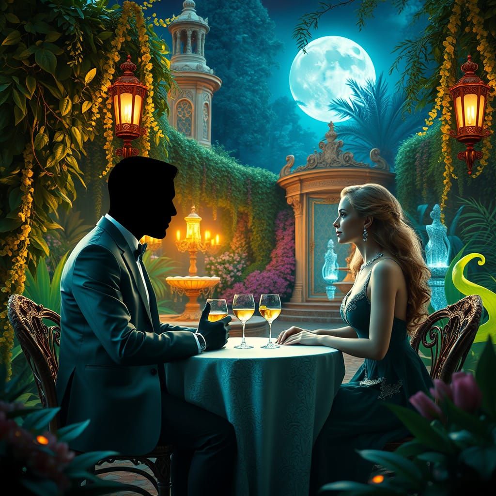 Invisible Gentleman on a Whimsical Blind Date in a Dreamlike...
