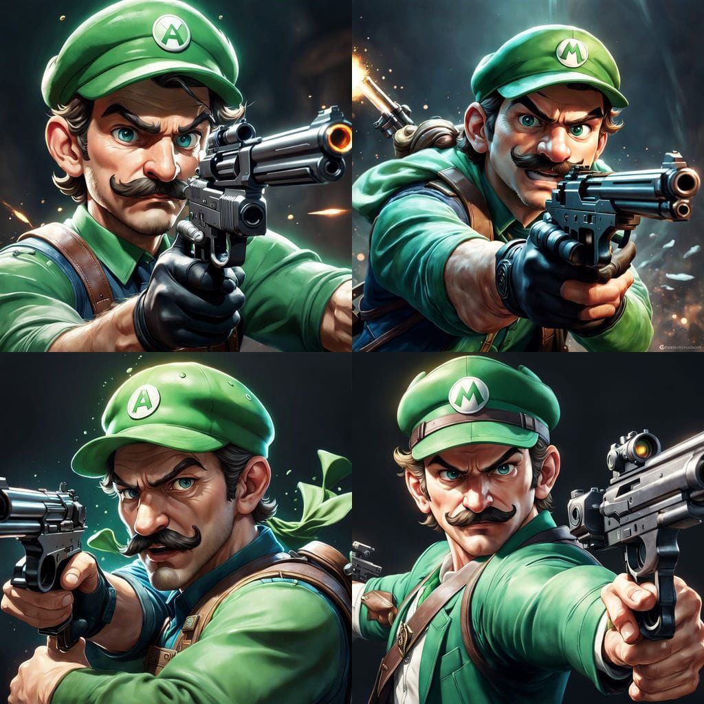 Luigi in Triadic Color Portrait with Dynamic Lighting