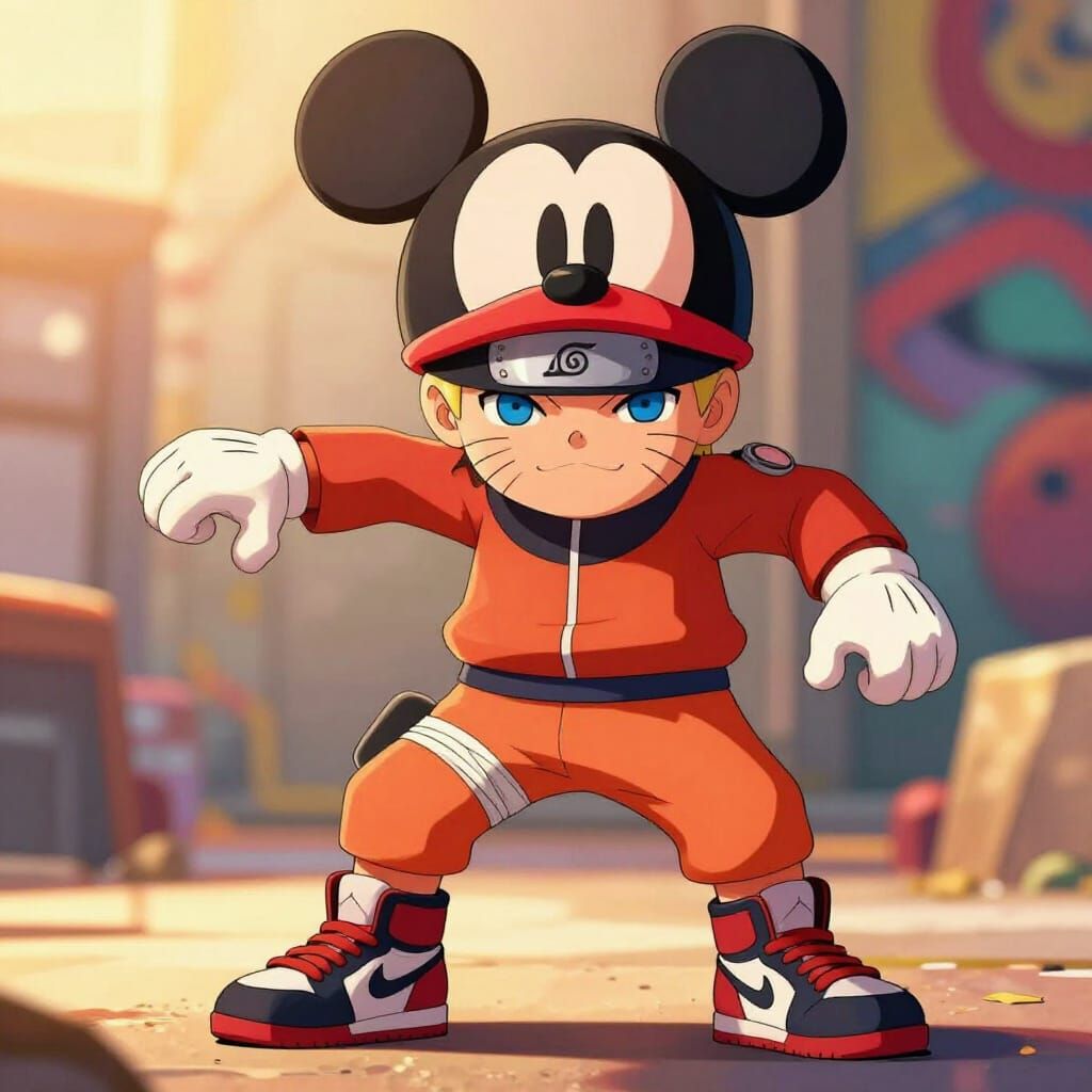 Naruto Uzumaki in Mickey Mouse Hat and Jordans