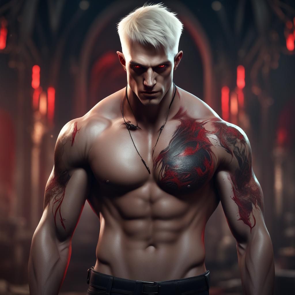Dominant Vampire with Tattoos: Fantasy Concept Art