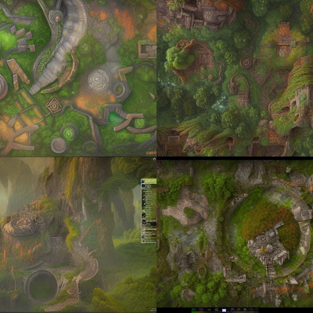 Overgrown Ruins 3D Battlemap in Matte Painting Style