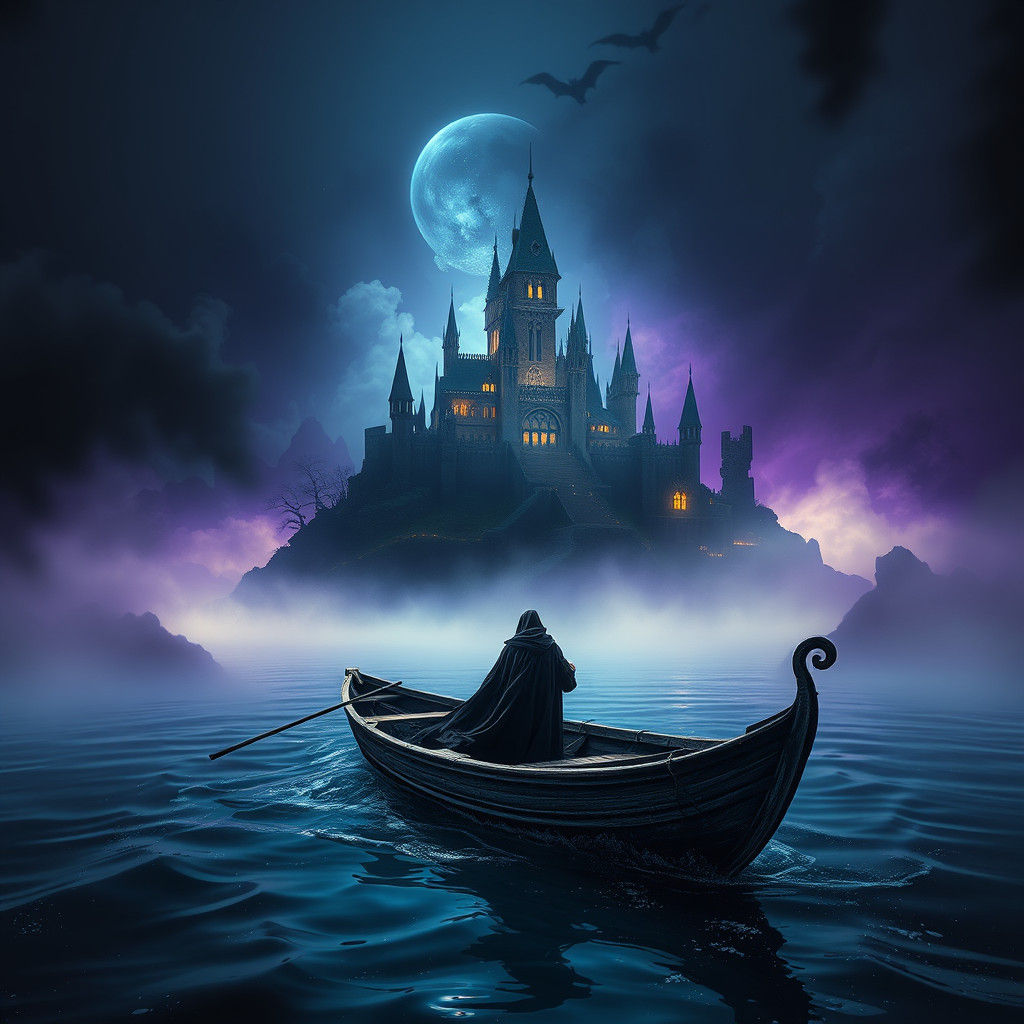 Mystical Ferryman Navigates to Dark Island Castle