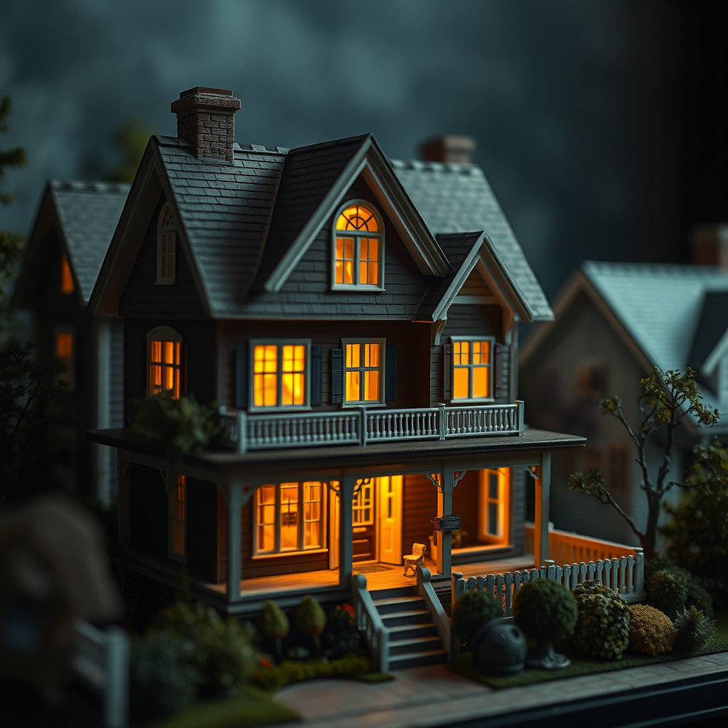 Hyperrealistic Dollhouse Close-Up: Detailed Architectural Ph...