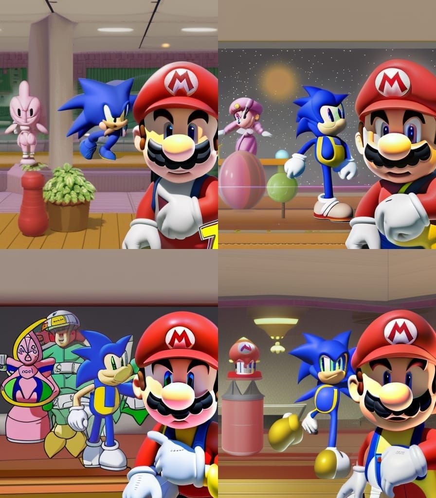 Mario Points to Sonic and Buu on Mercury
