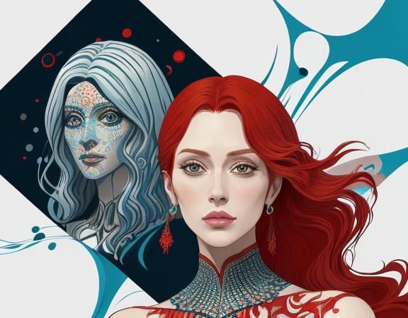Put elegant clothes on the red haired beautiful woman more c...