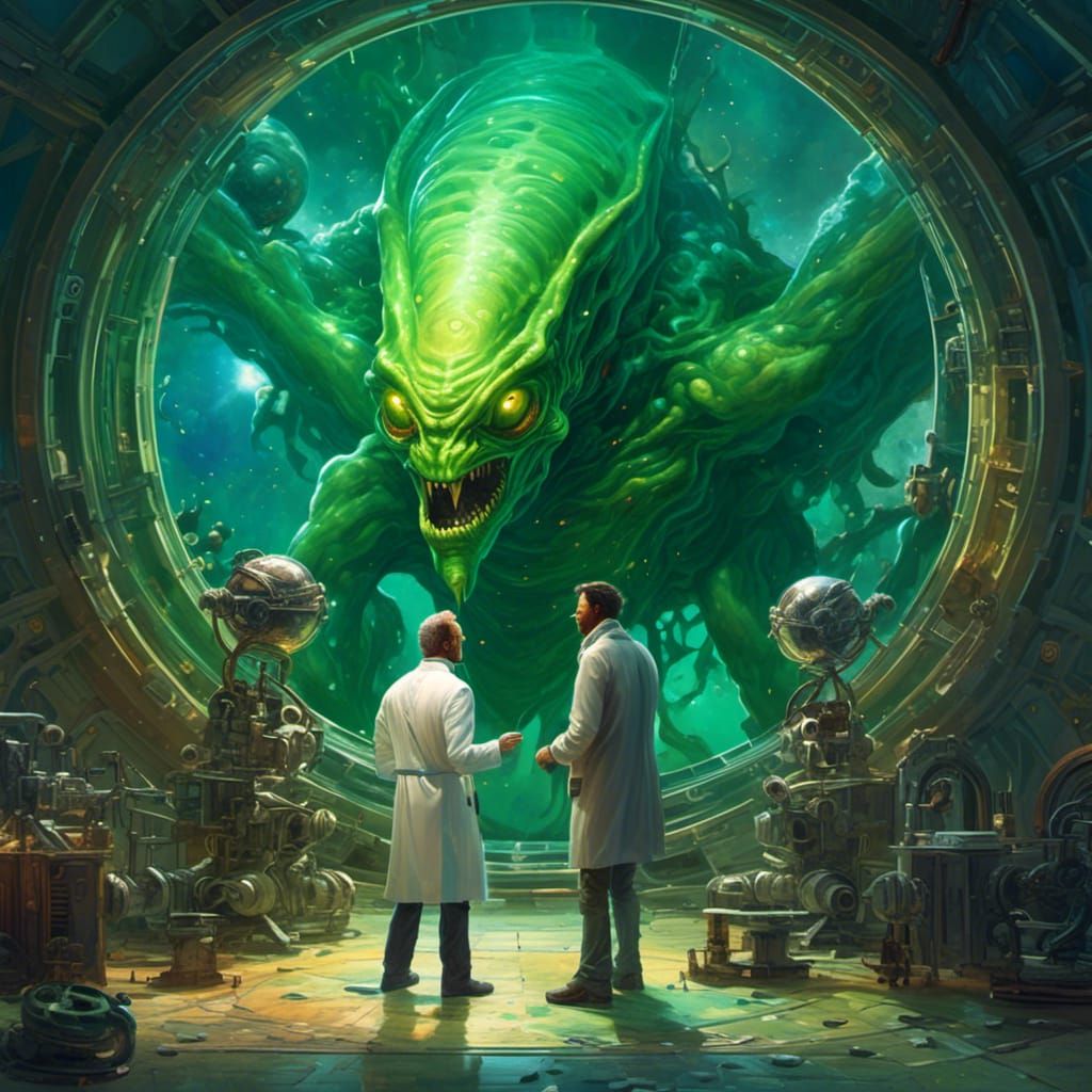 Angry Alien Confronts Scientist in Observatory