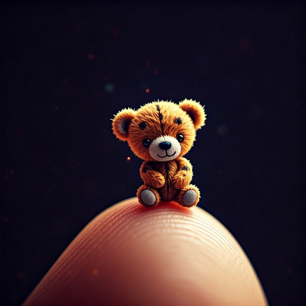 Microscopic Teddy Bear with Orange and Black Stripes