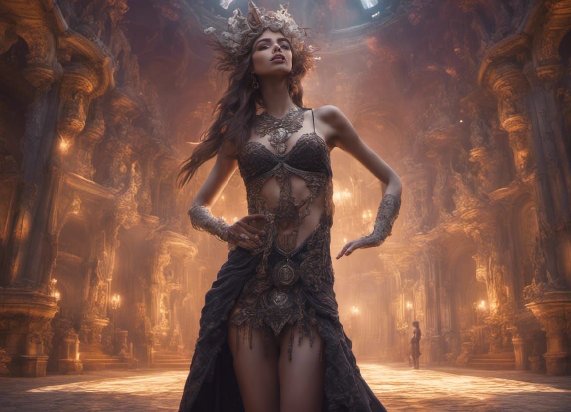 Sacred Elegance The Priestess of an Ancient Order in Her Intricate Dress and Necklace