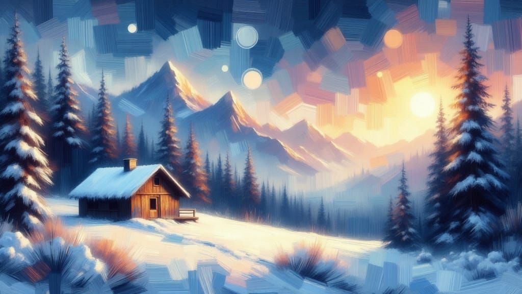 Majestic Watercolor Landscape with Moonlit Pines