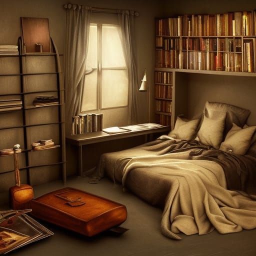 Contemporary Bedroom with Antiques, Matte Painting