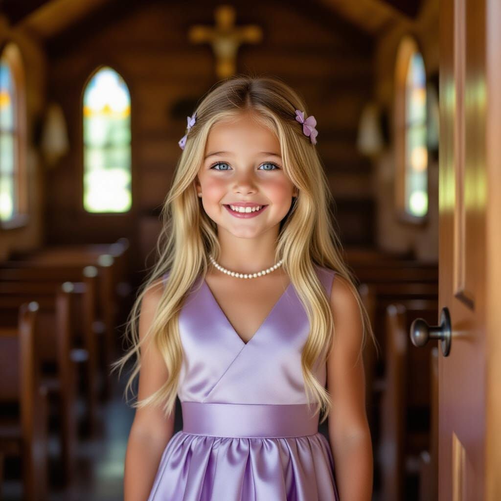 Joyful French Girl near Chapel: Leibovitz Style