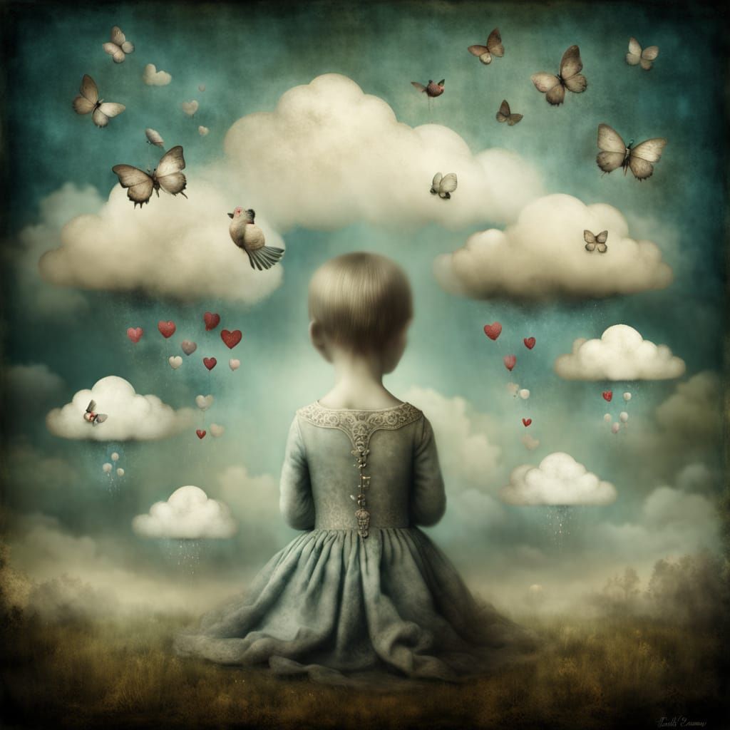 Sorrowful Child Lost in Memories of Loved Ones