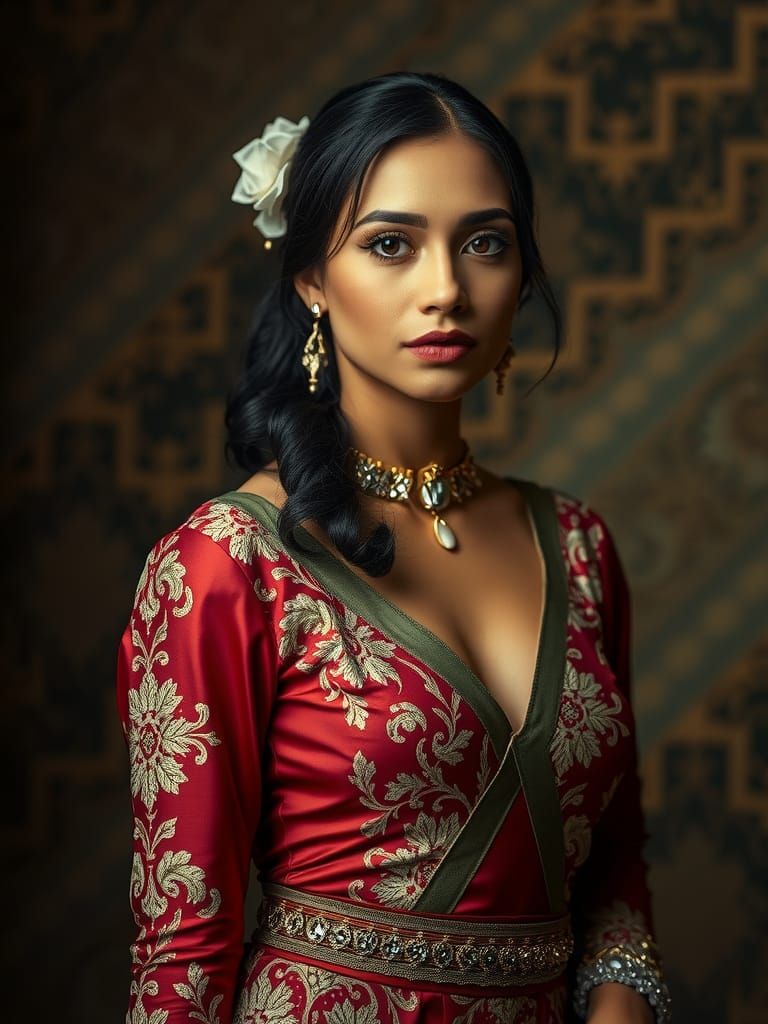 Filipina Woman in Traditional Baro't Saya Dress