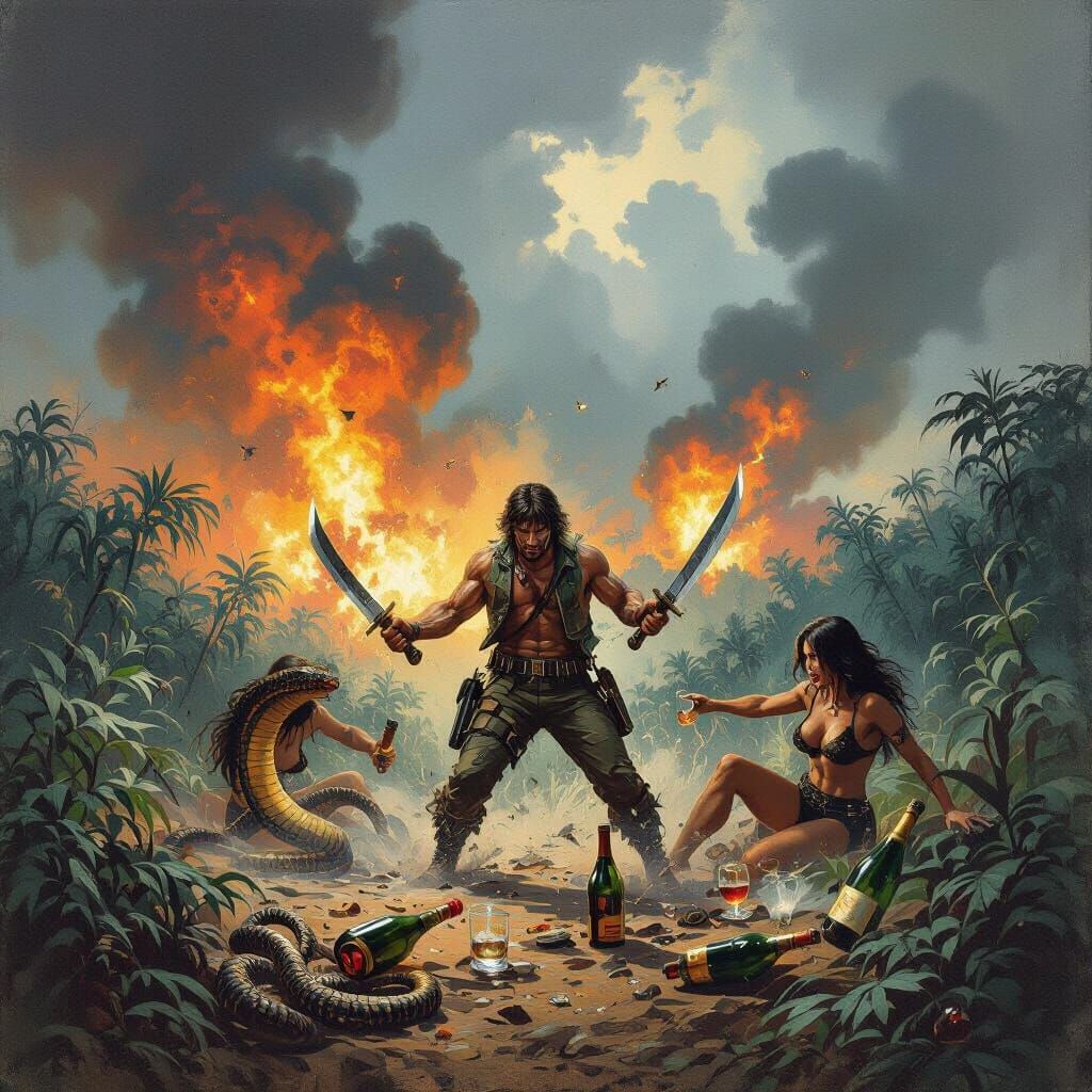 Vietnam War Chaos: She-Demons, Cobras & Rambo in Oil Paintin...