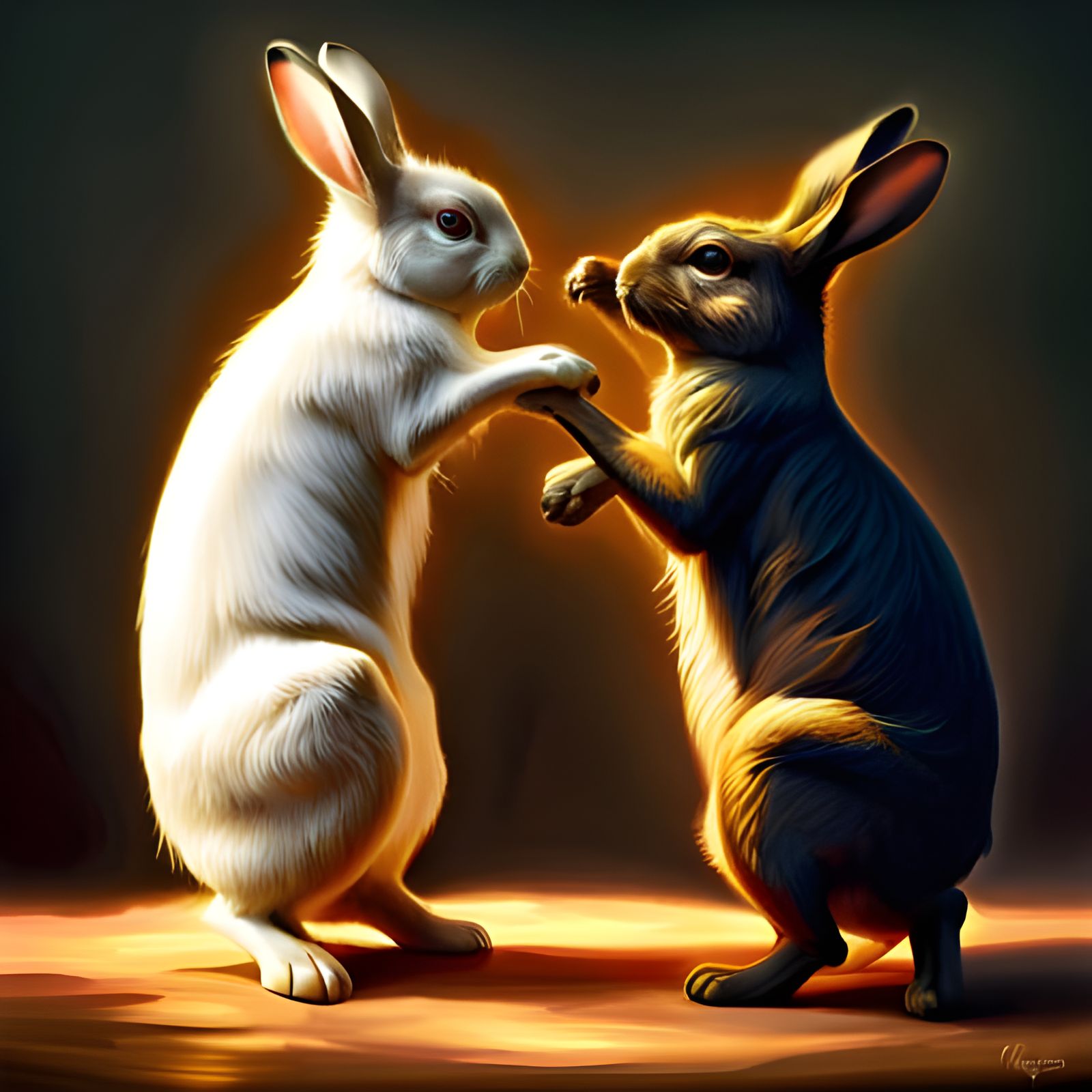 Rabbits Boxing: Action Painting in Hyperrealism