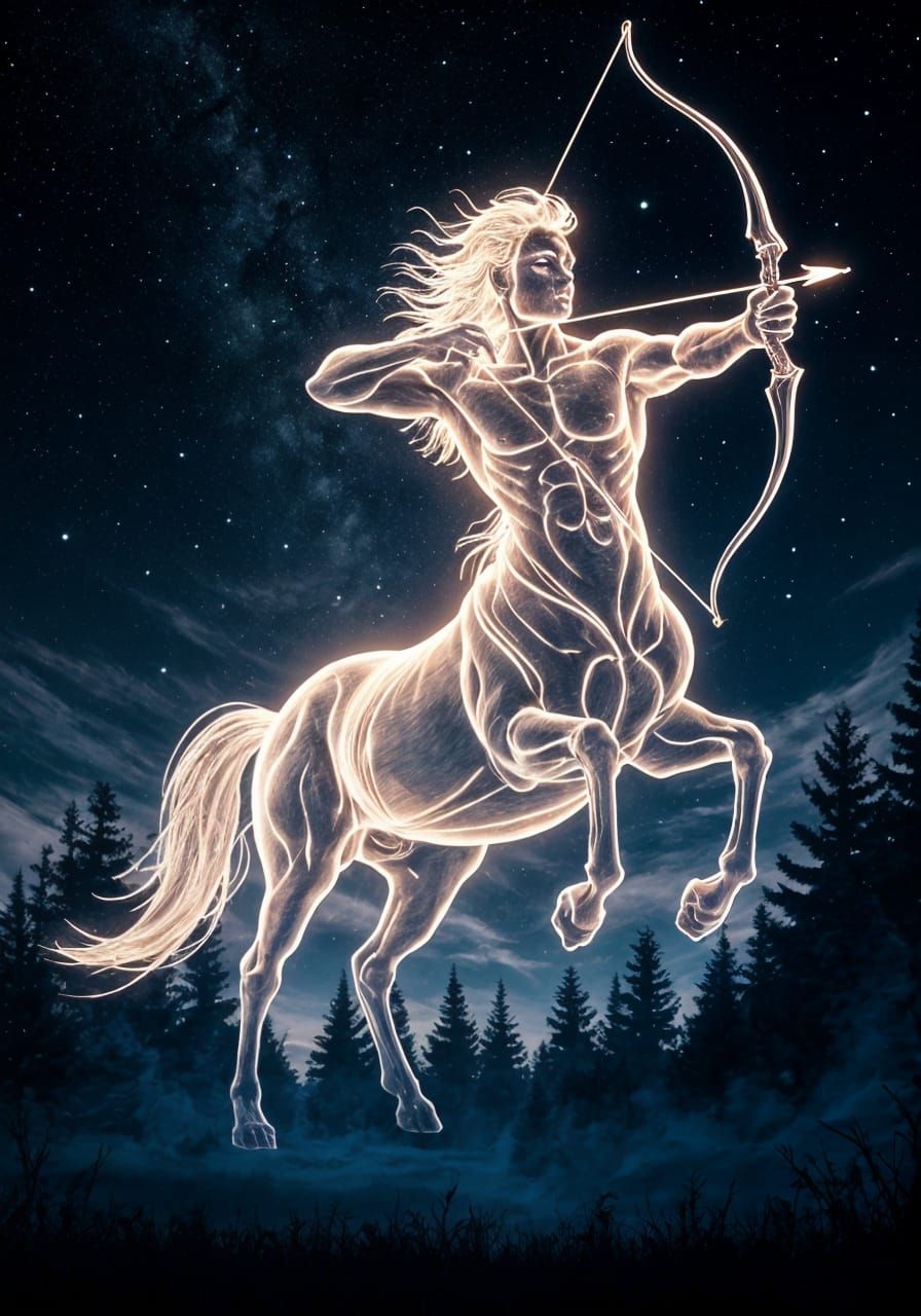 Radiant Centaur Archer in Starry Night Sky