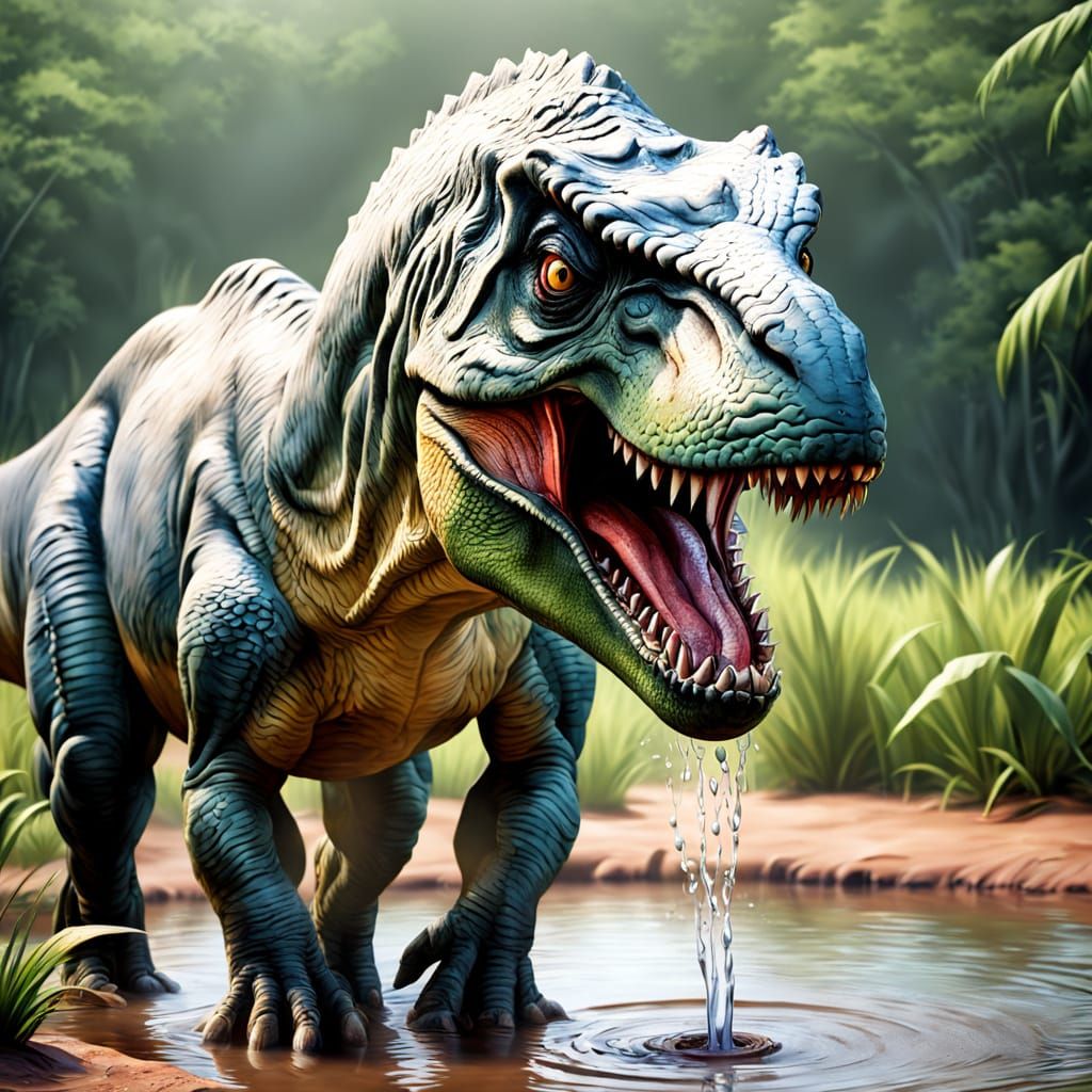 Dinosaur Horror Portrait in Closeup: T. Rex Stares Down