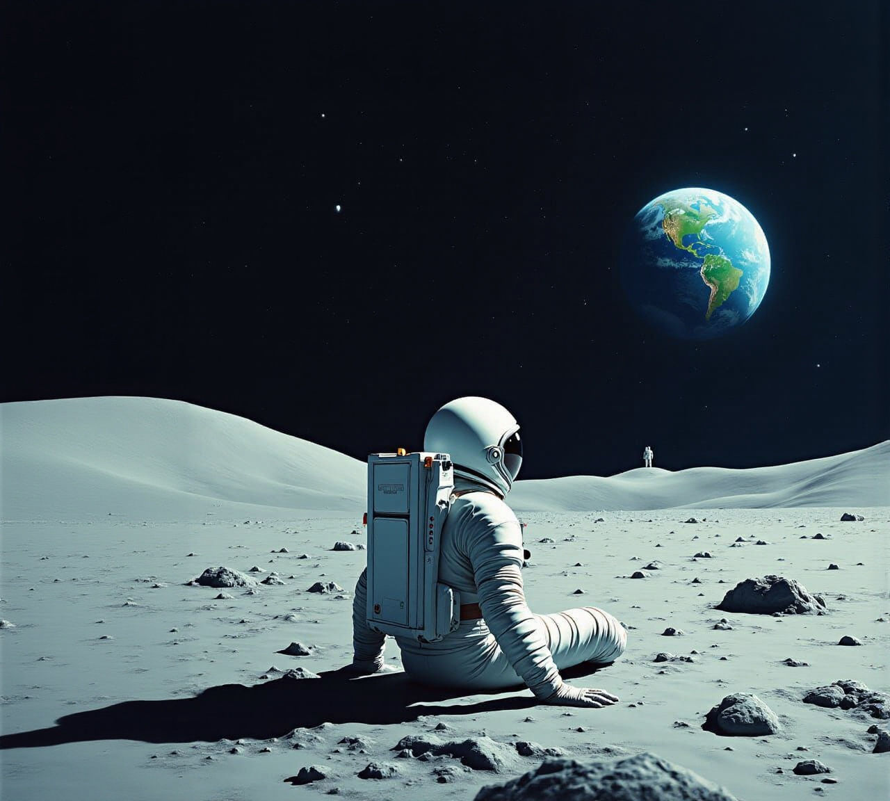 Astronaut Contemplates Earth: Sci-Fi Art