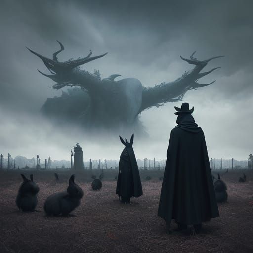 Surrealist Vampire Warns Rabbits of Illness in Whimsical Lan...