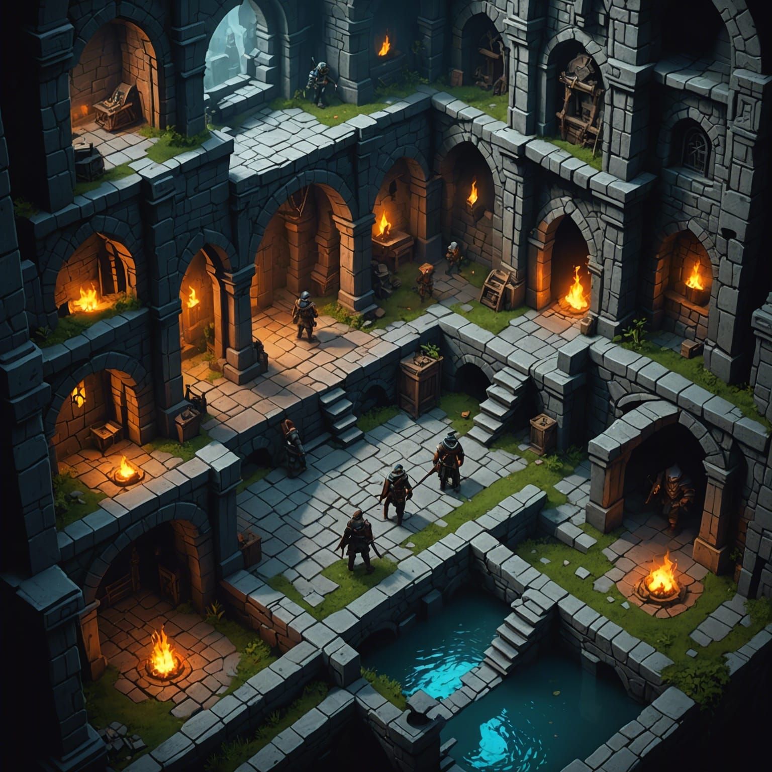 Isometric Dungeon Exploration with Adventurers
