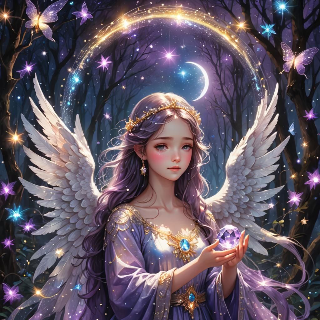 Ethereal Angel in Crystal Dome, Fantasy Art