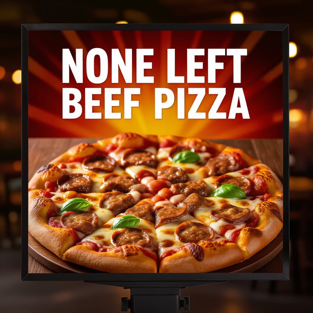 None Left Beef Pizza Billboard Ad with Juicy Beef Toppings