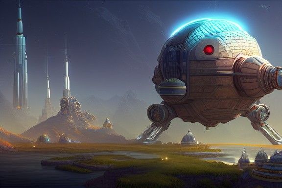 Dwarf City on Exoplanet in Chris Foss Style