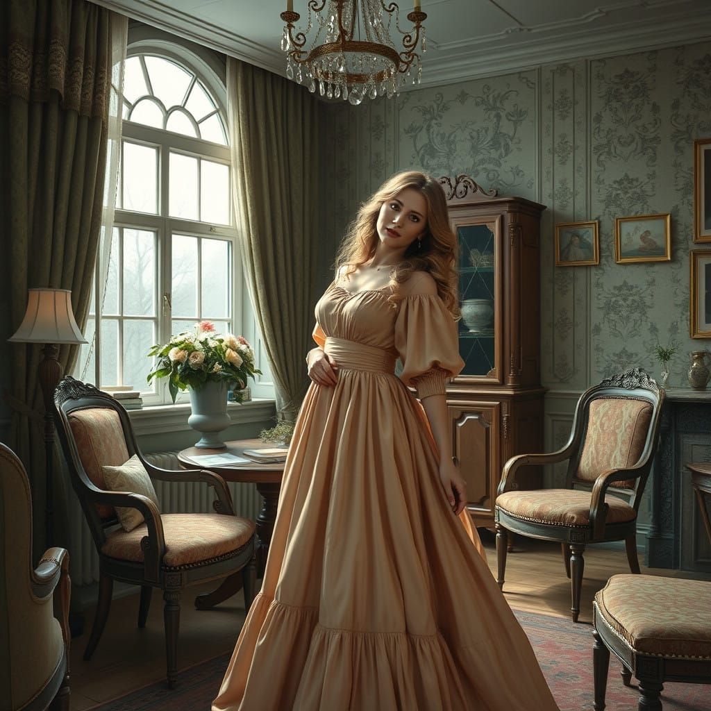 Baroque Girl Emerges from Antique Painting