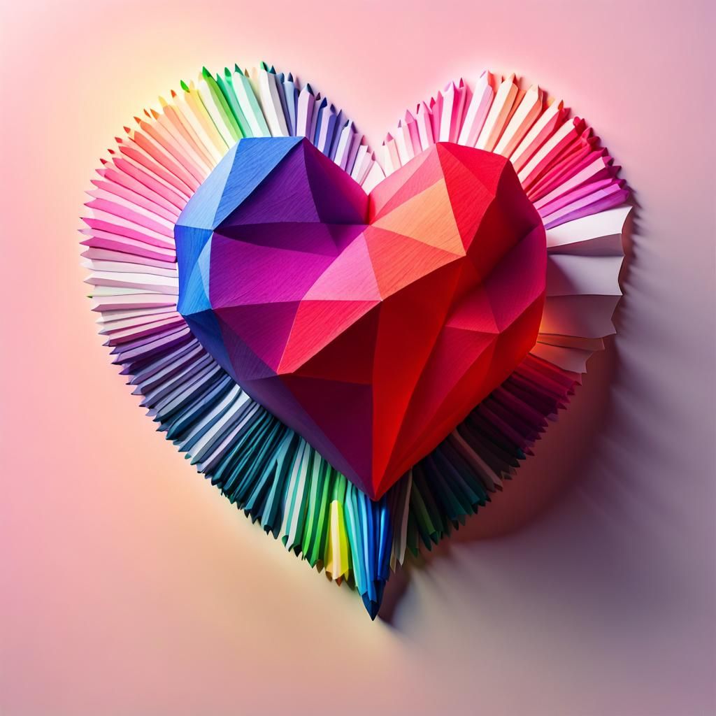 Low-Poly Crayon Heart Illustration