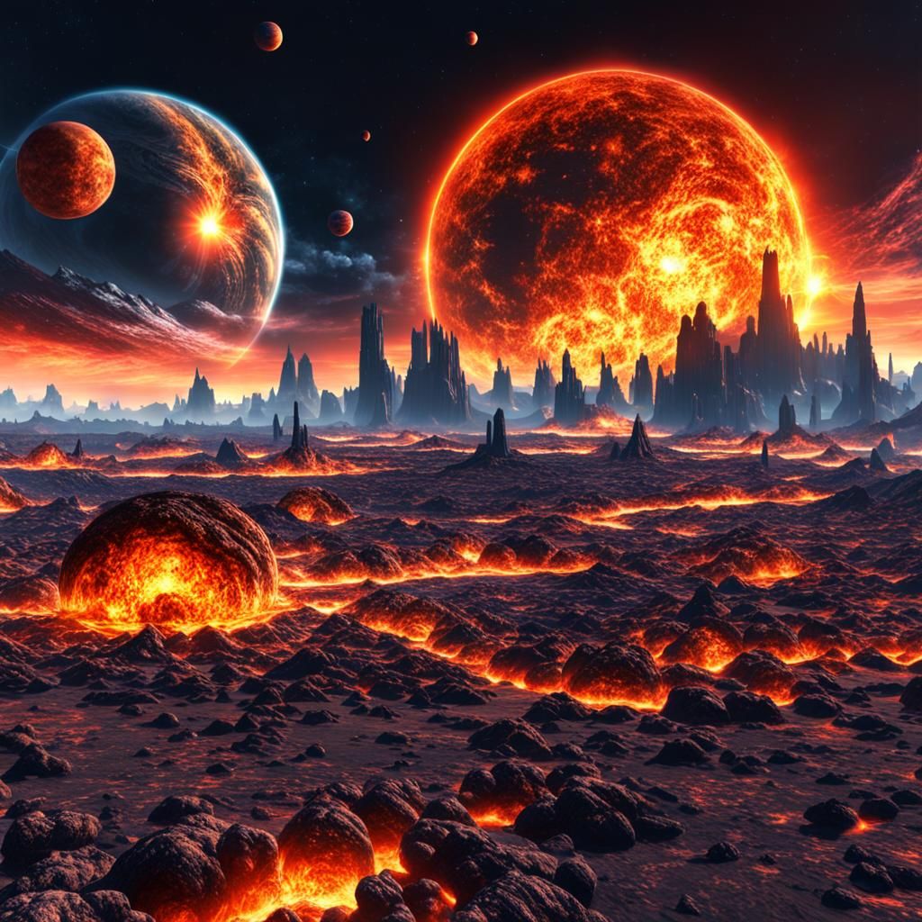 Burning Planets in Creepy Fantasy World
