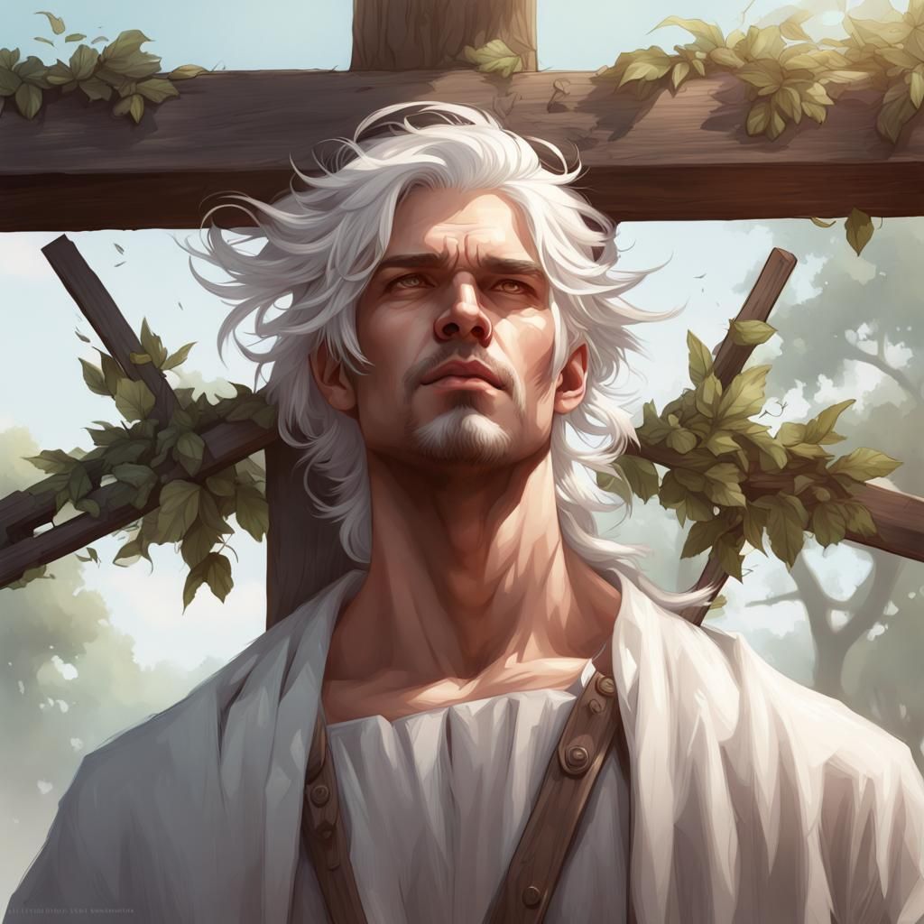 Crucified Man: Hyperdetailed Digital Art Portrait