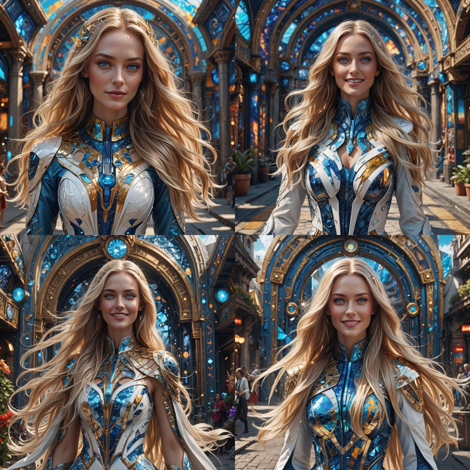 Futuristic Woman in Paradise: Detailed Matte Painting