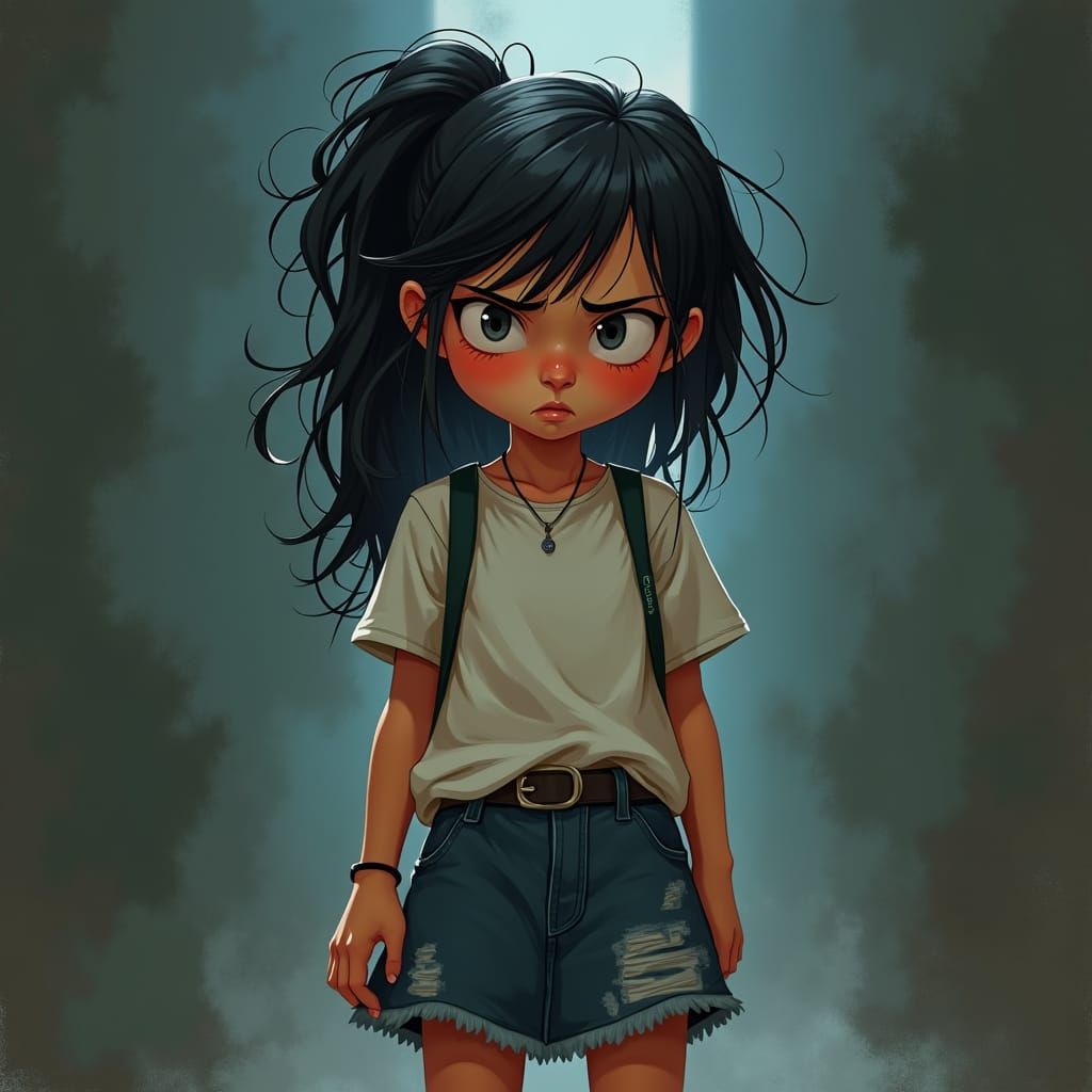 Sofia's Frustration: Digital Art in Pop Surrealist Style