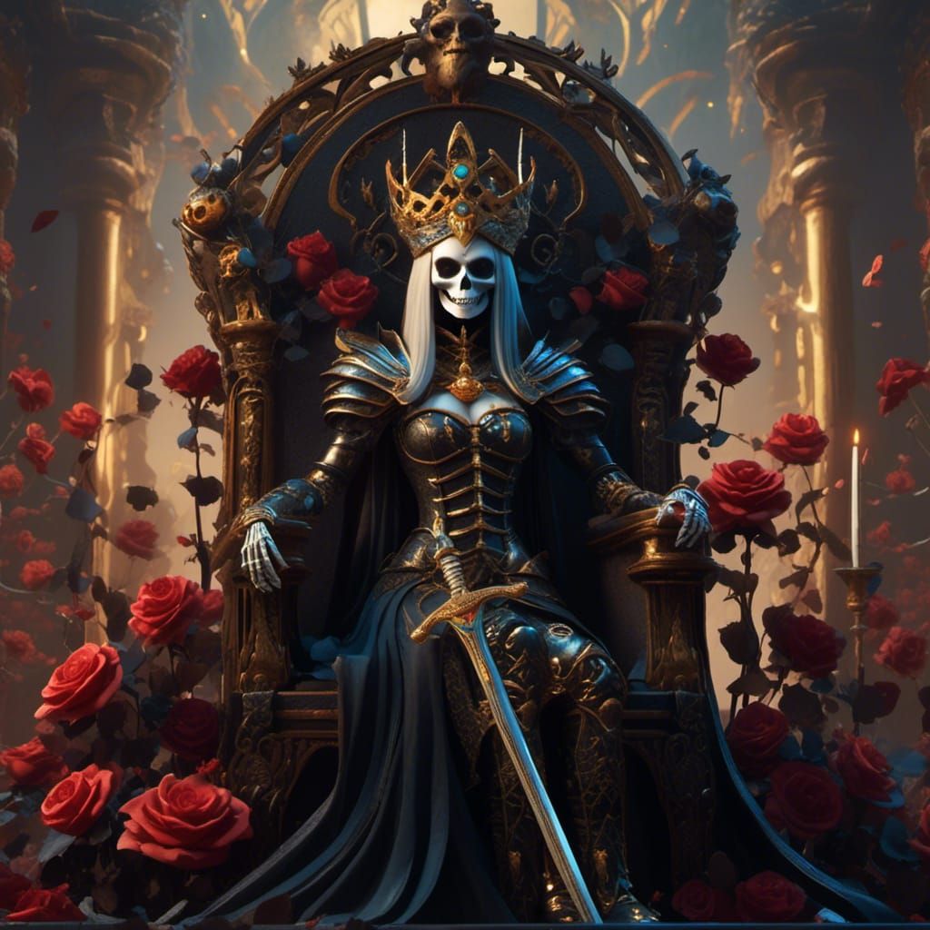 Queen with Sword and Roses Card Game Art