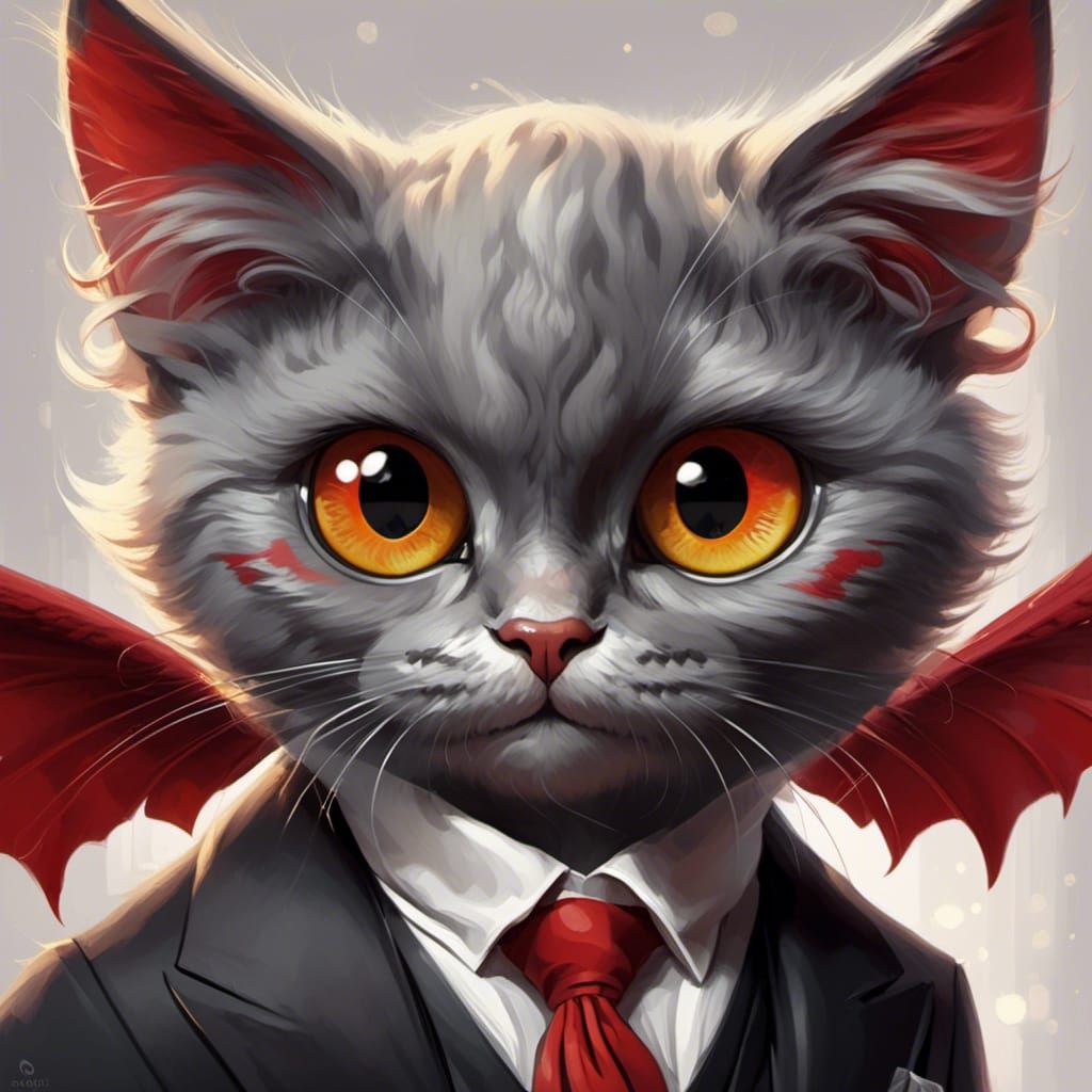 Casino Cat with Angel Wings in Pixar Style