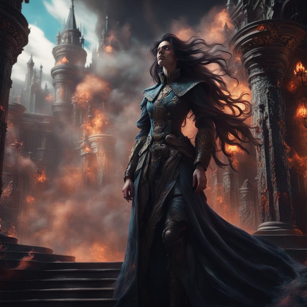 Dark Fantasy Royal Character in Dramatic Lighting