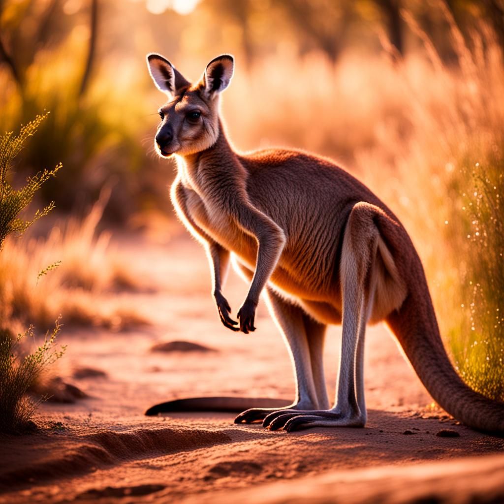Kangaroo Portrait with Bokeh in Natural Light