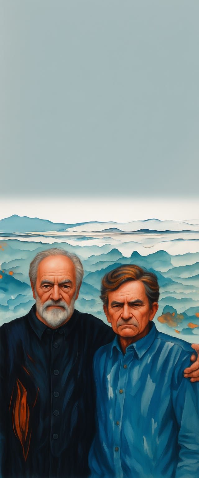 Abstract Expressionism: Blue and Orange Paint Explosion