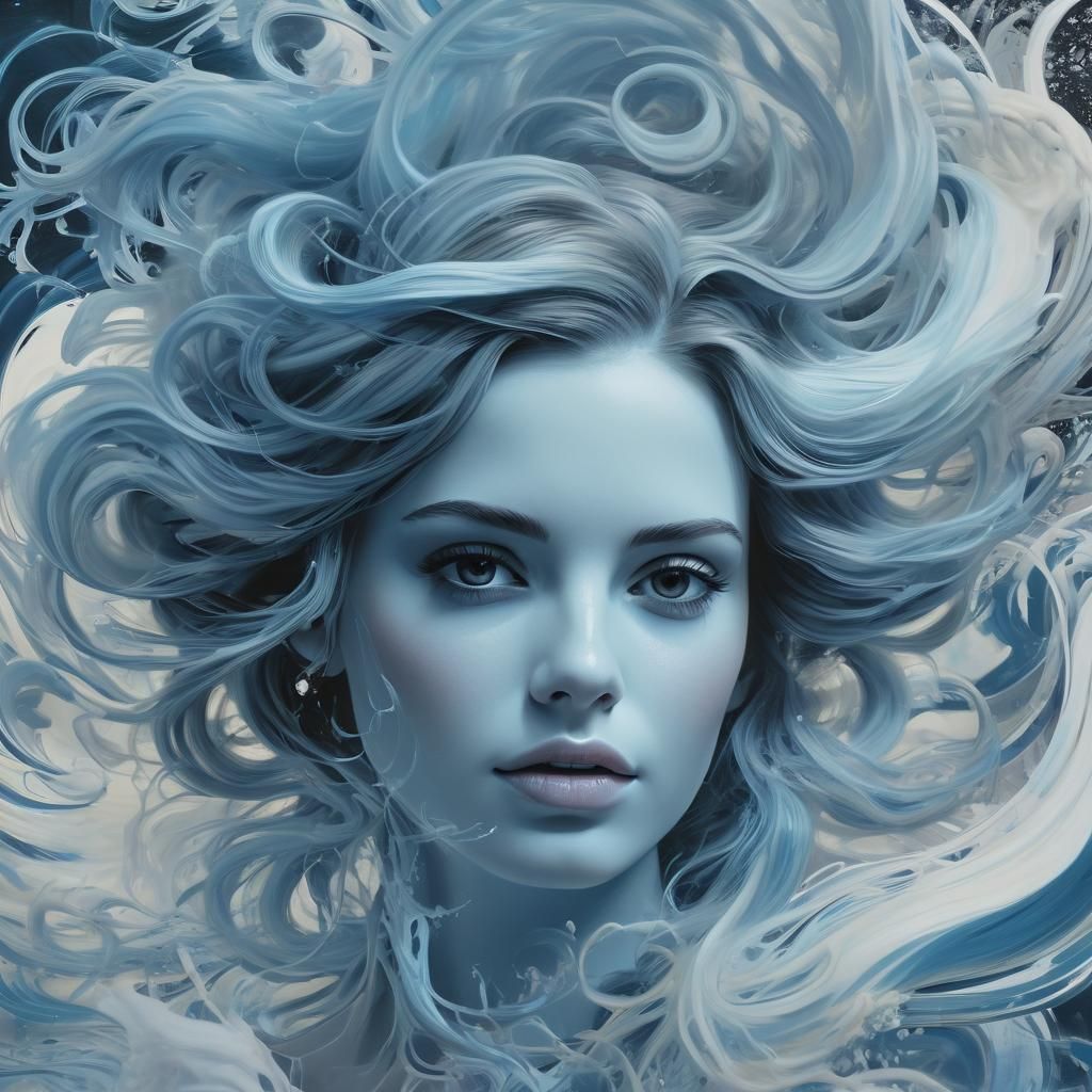 Surreal Fractal Portrait in Vera Molnar Style