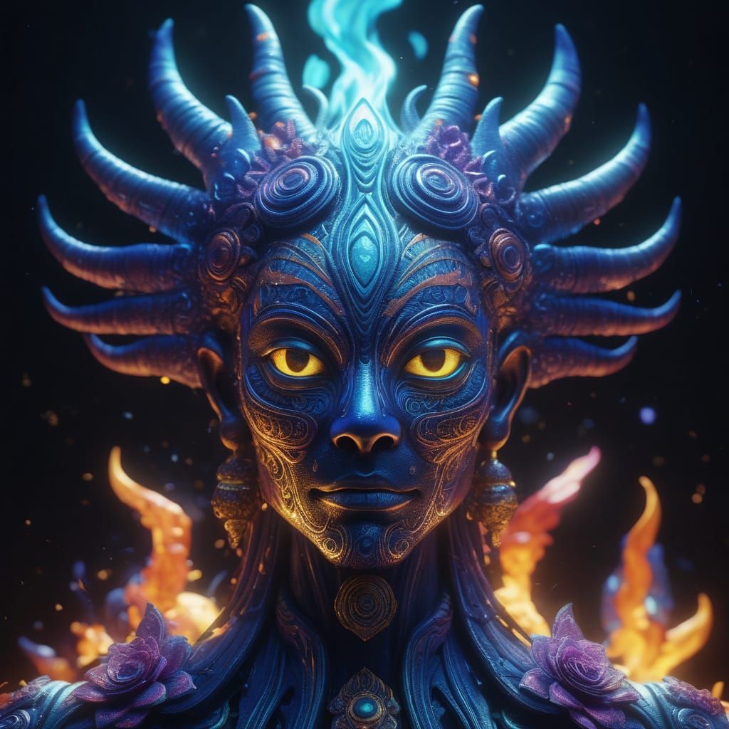 Mystical Alebrijes Being in Vibrant Quark Gluon Plasma Explo...