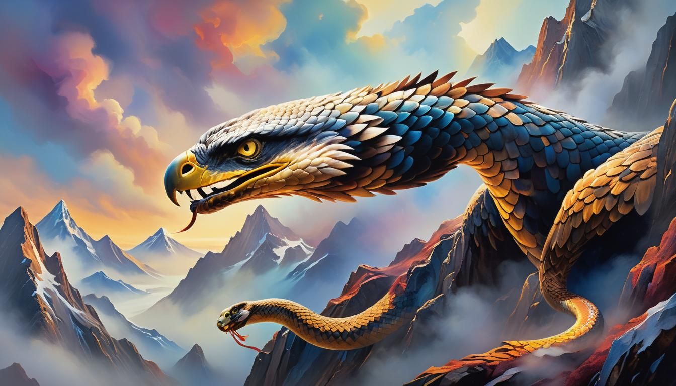 Surreal Snake Emerges from Eagle Shadow