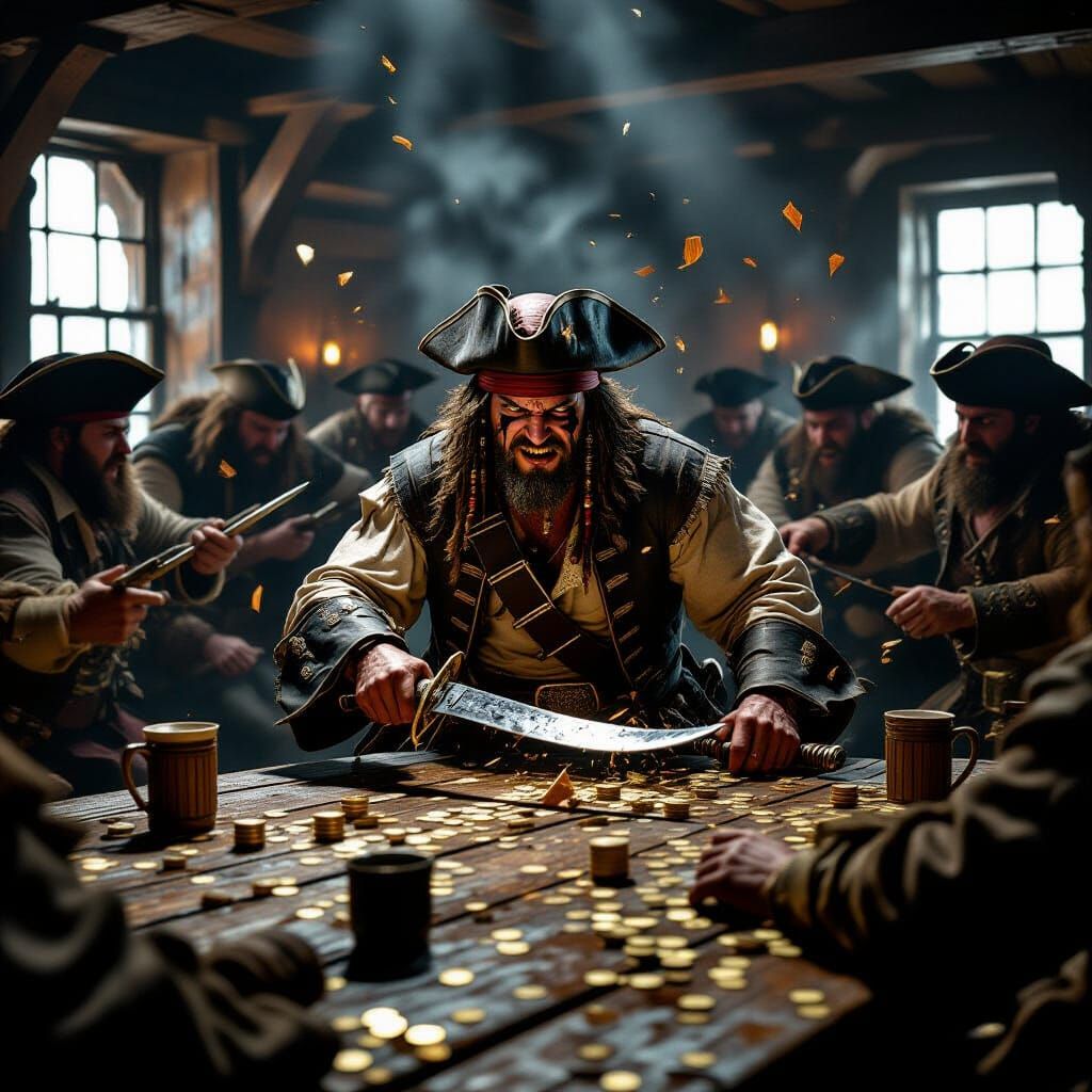 Pirate Tavern Brawl: Sword Stuck in Table