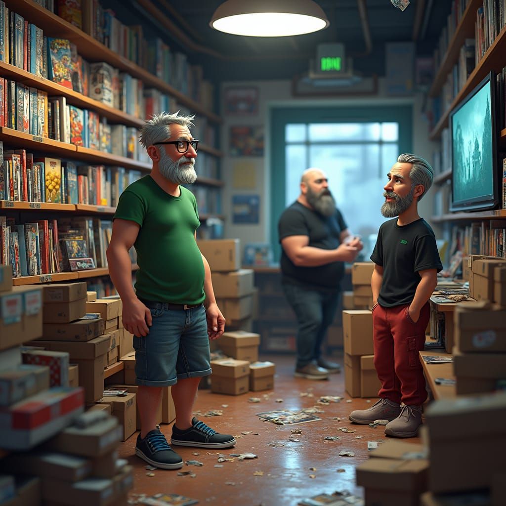 Comic Shop Chaos: Disdainful Customer Amidst Gaming Staff