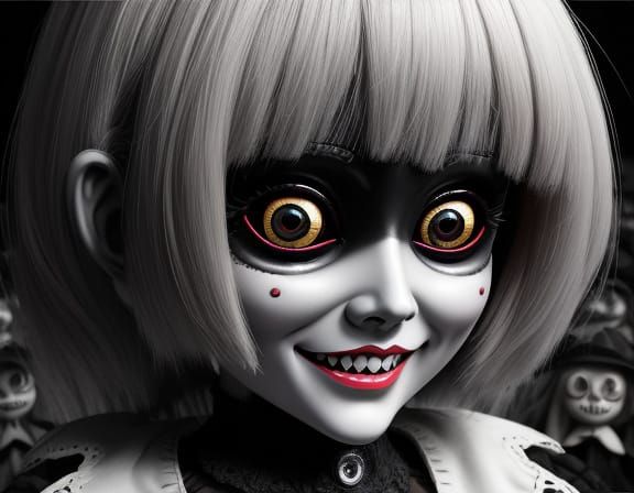 Creepy Doll's Unsettling Smile in Dusty Attic