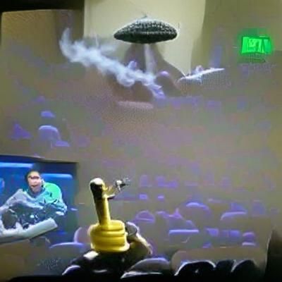 Man Laughing While Watching Mystery Science Theater